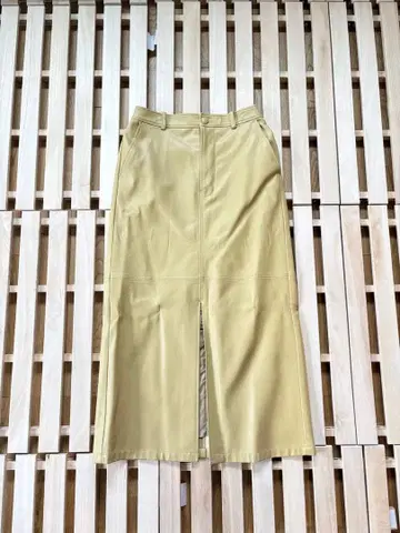 Ray BEAMS 가죽 스커트 옐로우 컬러 롱 기장