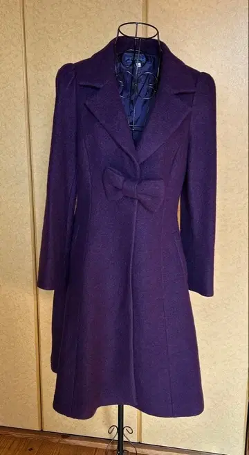 엠즈 그레이시 리본 포함 퍼플 롱 코트