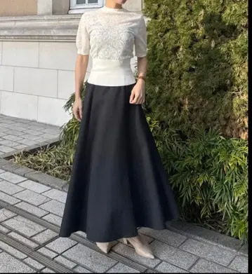 JENNE 제뉴 드레이프 플레어 스커트 블랙 L 사이즈