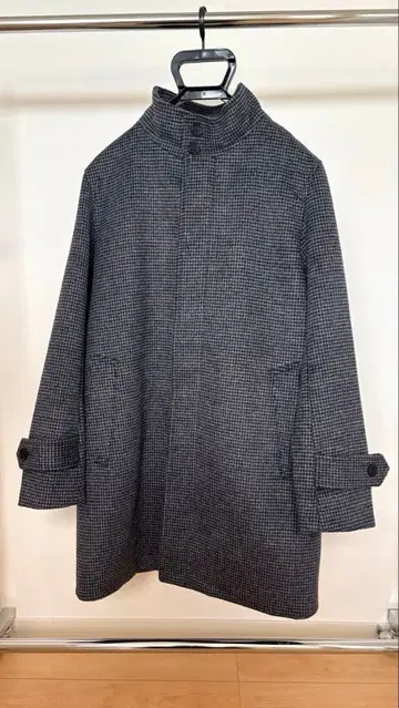 ABAHOUSE 스탠드 카라 체크 코트