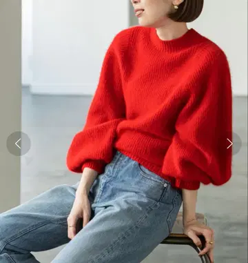 노블 폭스 믹스 편직 퍼프 슬리브 풀오버 (클리닝 완료)