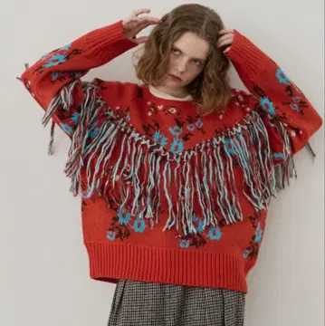 Unitage 프린지 꽃 패턴 니트