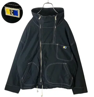 일본제 레트로 구제 의류 비대칭 디자인 라이트 아우터 블랙 블루종 루즈핏