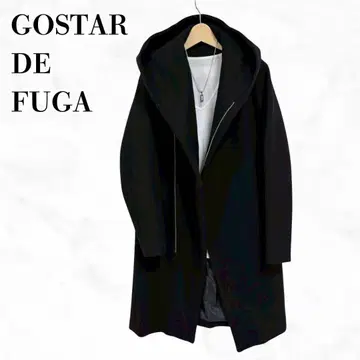 GOSTAR DE FUGA 모드 스타일 후디드 코트 블랙 블랙 롱 코트