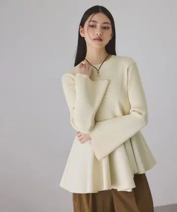 ADAM ET ROPE' 페플럼 콤비 니트 풀오버