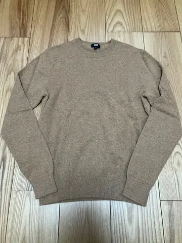 유니클로 캐시미어 크루넥 스웨터 베이지 남성용 S