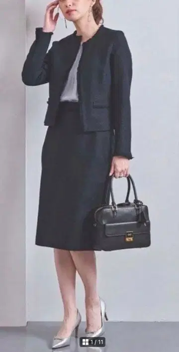 새상품급 UNITED ARROWS 네이비 트위드 셋업 36