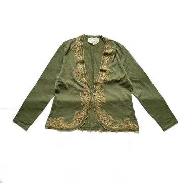 새상품급 수입 ROSSA 레이스 테두리 니트 볼레로 가디건