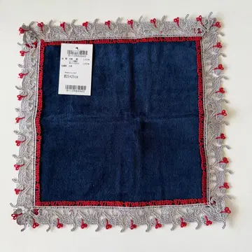 치카자와 레이스 타월 손수건 캣 워크 네이비 후진가호