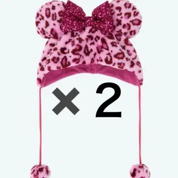 디즈니 팬 캡 레오파드 무늬 핑크