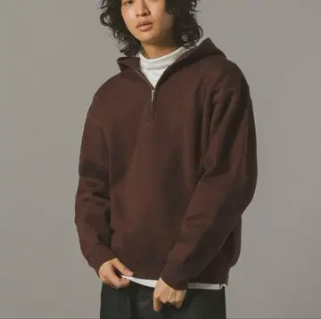 RAGEBLUE 더블 페이스 하프 지퍼 니트 후드티