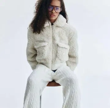 H&M 보아 자켓 다크 브라운