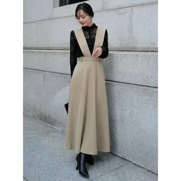 [ anuans ] 2way 울 블렌드 플레어 점프 스커트