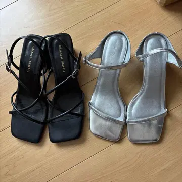 스트랩 샌들 블랙 실버 하이힐