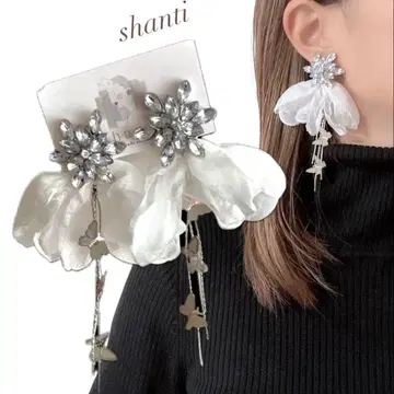 웨딩 액세서리 브라이덜 액세서리 쉬폰 귀걸이 빅 사이즈 귀걸이