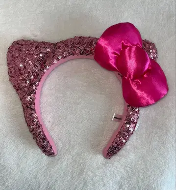 핑크 스팽글 고양이 귀 머리띠