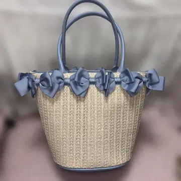 시마무라 아오키 미사코 콜라보 리본 카고백 색스 파랑 블루