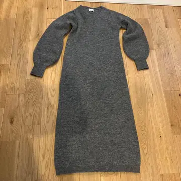 그린 라벨 릴랙싱 니트 롱 원피스 그레이