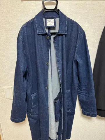 다크 블루 데님 롱 코트