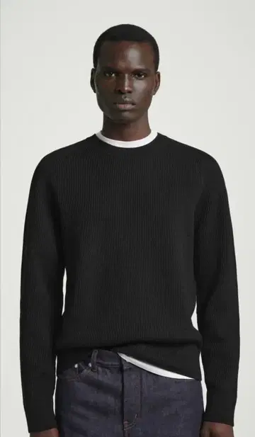 [ 새상품 미사용/택 포함 ] COS 리브 메리노울 혼방 니트 블랙 XL