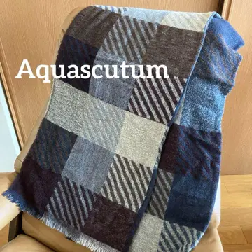 Aquascutum 아쿠아 스큐텀 울 숄 브라운~네이비 계열