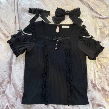 LIZLISA 크로스 레이스 리본 컷 상의