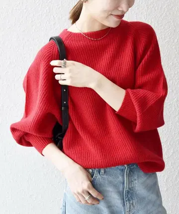 SHIPS any AQUA 캐시미어 믹스 하이넥 니트