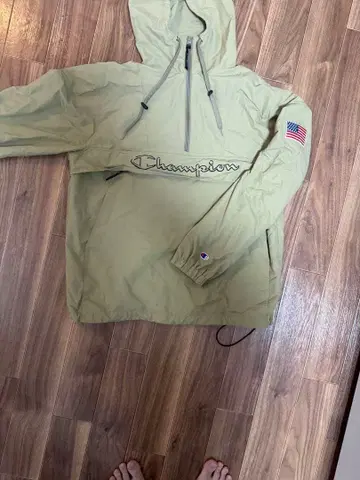 Champion 후드 부착 나일론 자켓 카키