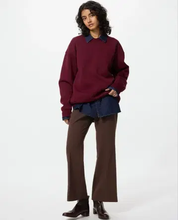 유니클로 스마트 플레어 팬츠 다크 브라운 xs 미사용 새상품