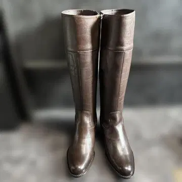 브라운 롱 부츠 지퍼 포함