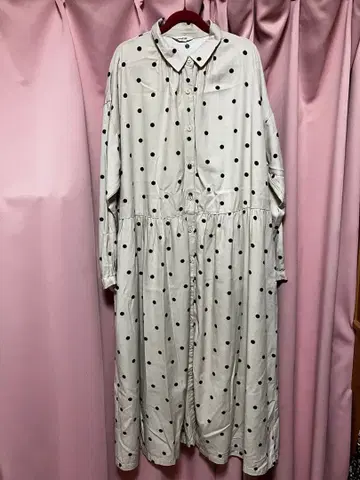 stadio CLIP 도트 무늬 셔츠 원피스 긴팔 코튼 혼합