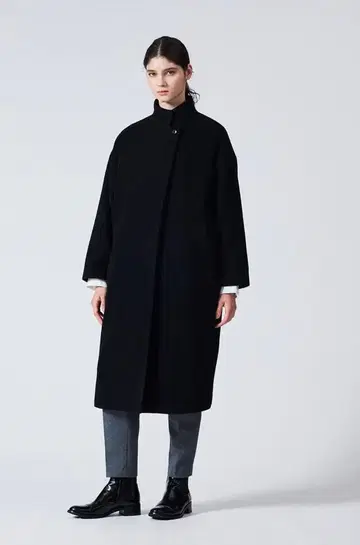 mizuiroind 울 블렌드 스탠드 카라 코트