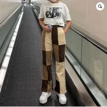 HTH original corduroy patch flare pants