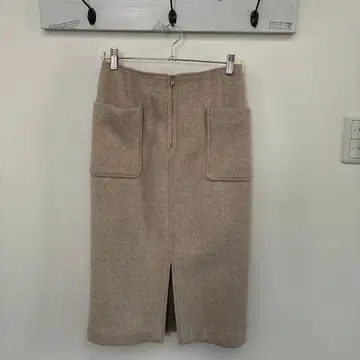 바빌론 I라인 스커트 베이지 울 혼방 타이트 스커트