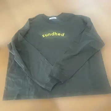 sundhed 로고 프린트 긴팔 T셔츠 올리브 그린
