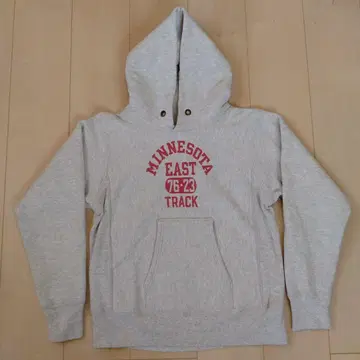 챔피온 리버스 위브 후드티 멜란지 그레이 단색 빨간색 택 S 사이즈