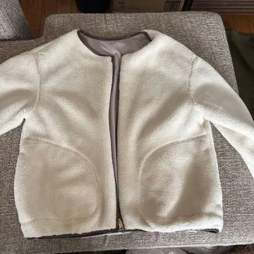 anysis 화이트 보아 노카라 자켓 리버서블