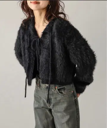 2way 리본 니트 가디건 블랙