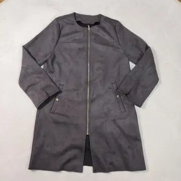 [ 새상품급 ] 그레이 스웨이드풍 집업 체스터 코트 노카라 코트