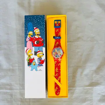 미사용 새상품 Swatch 더 심슨즈 손목시계 크리스마스