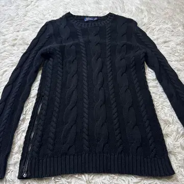 폴로 랄프로렌 블랙 코튼 케이블 니트 스웨터 xs 여성용