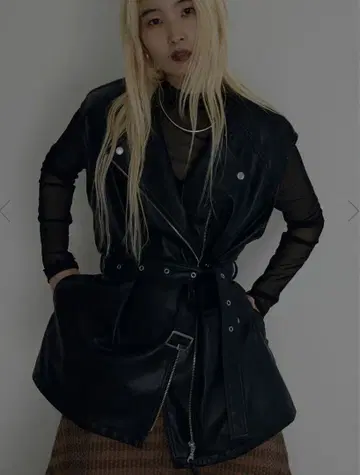 Ameri RIDERS FAKE LEATHER VEST JACKET 블랙