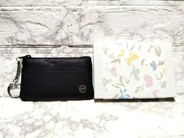 새상품 동전 지갑 코인 케이스 가죽 블랙 국화 문양 황궁