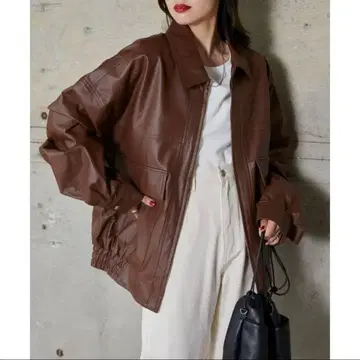 WEGO 인조 가죽 BIG 포켓 블루종 브라운