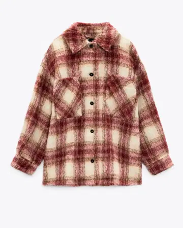 ZARA 체크 무늬 자켓 코트 블루종