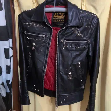 ACDC 스터드 장식 라이더 자켓 블랙