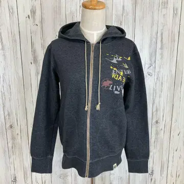 헌팅월드 * M 사이즈 차콜 그레이 프린트 후드티