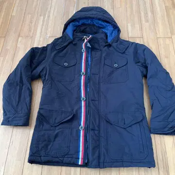 ikka 후드 부착 네이비 퀼팅 자켓 L