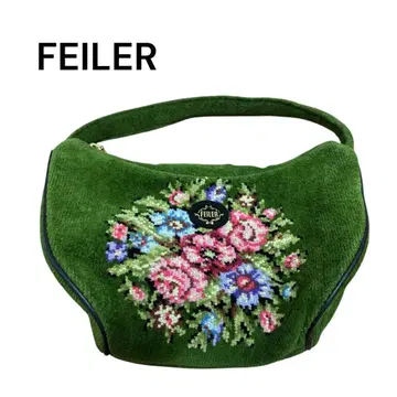 새상품급 FEILER 꽃무늬 자수 핸드백 그린