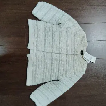 INDIVI 화이트 팔분 소매 가디건 38/M